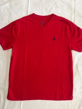 Polo by Ralph Lauren Red V-Neck Tee with Navy Pony